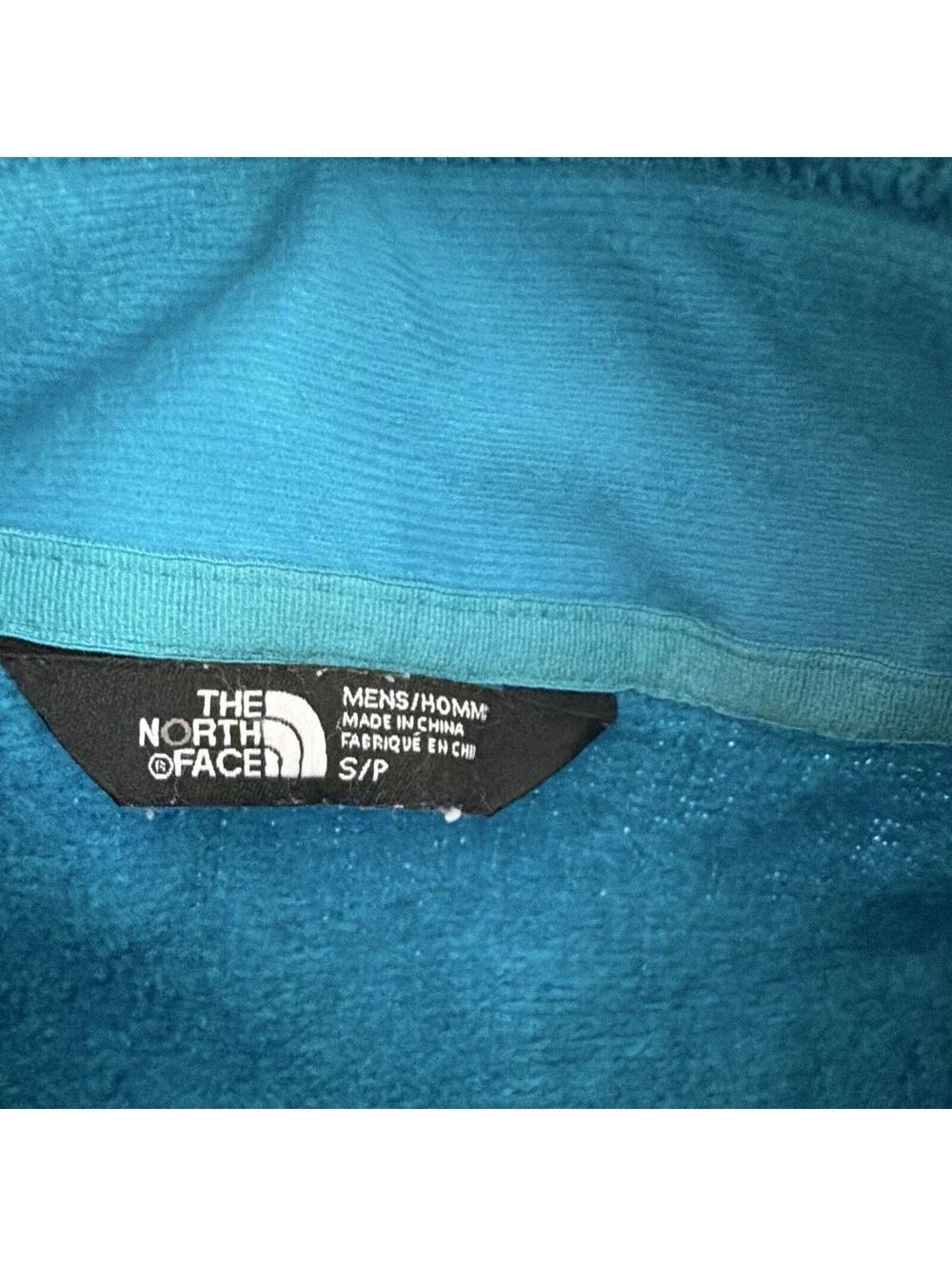 The North Face Men's Blue Solid Full Zip Logo Fleece Jacket Pockets Size S